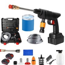 무선 고압 세차기 가정용 휴대용 세차기 셋트, 1세트(배터리2개)