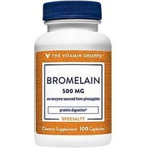 the vitamin shoppe bromelain 500mg 600 gdu 단백질 소화 흡수 지원 파인애플 유래 효소 (100 캡슐), 100카운트(1팩)