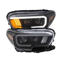 Anzo USA 111379 프로젝터 헤드라이트 세트 투명 렌즈 블랙 하우징 플랭크 스타일 블랙/앰버 LED DRL 페어