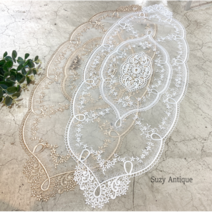 앤틱 테이블 러너 데이지 잔꽃라인 협탁 레이스 매트 2종 (2가지 중 1개) 식탁 장식장덮개, 골드 (1장 단품)