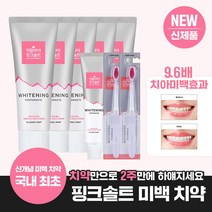[국내최초 신개념 미백치약] 히말라야 핑크솔트 화이트닝 치약 클래식민트 100g*5개+치약 30g+화이트닝칫솔 2개, 단품