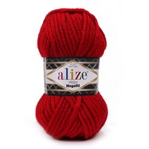 마마니트 10+1 알리제 슈퍼라나 메가필 털실, 56 레드