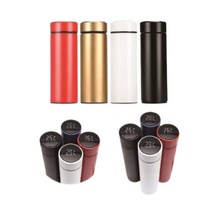 [보온 보냉] HG스마트 LED 텀블러 온도 표시 500ML 차량용 캠핑용 학생용, 화이트