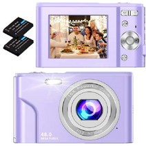 Animdreti 디지털카메라 자동초점 4800만화소 8MP CMOS센서 흔들림감소 16x, 보라색, 2.44 인치