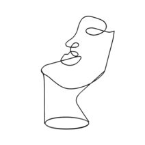 쇼파뒤 카페 인테리어 가게오픈 개업 결혼 선물 노호혼 재물복 홈 장식 그림 얼굴 추상 조각 금속 예술 블랙 라인 수제 장 북유럽 현대 거실, [08] E-Half face