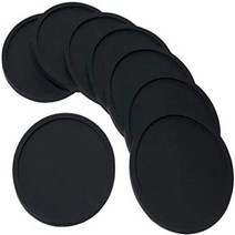 UTRO Silicone Drink Coasters Set of 8 - Non-Slip Round Soft Coaster Rubber Cup Pad Mat - Tabletop Pr, 1, Black
