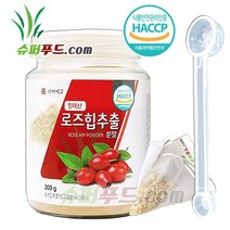HACCP 식약처 인증 로즈힙 루비잔틴 파이토 케미컬 베타카로틴 철분 천연 비타민c 필수비타민 바이오 플라보노이드 로즈힙추출분말 + 슈퍼푸드.com 연자육 티백, 1세트, (병 200g + 1g)