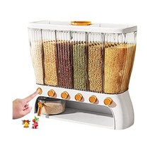 JIAWANSHUN 라이스 디스펜서 푸드 스토리지 Container 6 Grids Bulk 오거나이저 박스 카운터탑 홀더 키친 Keeper 곡식 콩 콘