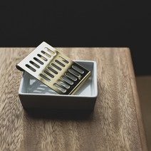 아토소 세라믹 도자 비누받침대, 1set, 백자+실버(TRAY)