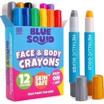 Blue Squid 어린이용 페이스 페인팅 키트 12색 트위스트 마커 스틱 할로윈 성인을 위한 메이크업 바디 페인트 -미국직송