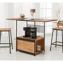멀바우 원목 상판형 철제 홈바 테이블 120cm (4색) 빈티지 예쁜 보조 거실 수납형 BAR, 골드라운드