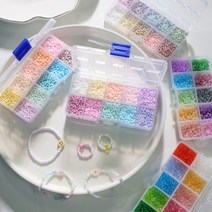 샤론델 3mm 파스텔 시드비즈 10칸 세트 6종 1-2003 반지 팔찌 목걸이 비즈만들기, 투명상큼(키트만)