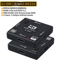 Navceker-4K 60Hz 미니 3 포트 HDMI 스위치 2.0 4K 스위처 분배기 1080P HDR DVD HDTV Xbox PS3 PS4 용 인 1 출력 허브, ZY-HS13A_AU Power Plug