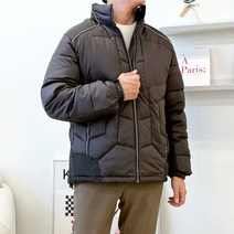 남성 하프 패딩점퍼 1P 하이넥 지퍼 주머니 겨울 외투