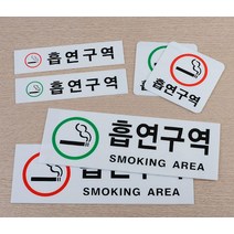 흡연구역 아크릴 표지판 스티커_스탬프_라벨 안내판, 가로빨강소_1개