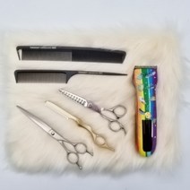 뷰티다모아 미용실 츄레이 페이크퍼 밍크털 토끼털 깔판 인조 가위정리 매트, 토끼털(연베이지)