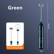 와플만들기 와플기계 전기 우유 Frother 거품 제조기 계란 비터 털 믹서 커피 Frothing 지팡이 USB 휴대용, Green