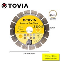 원형톱날 콘크리트날 TOVIA-원형 다이아몬드 톱 블레이드 125mm 커팅 도자기 타일 세라믹 디스크 화강암, 04 PAS53 125mm