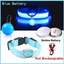 강아지 리드줄 목줄 충전 목걸이 펜던트 분리형 밝은 고양이 밤, 46.Blue Button Battery - L Nec