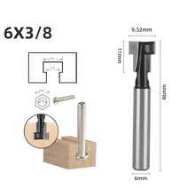 금속 밀링커터 1/4 "6mm 6.35 Mm 8mm 샹크 T-슬롯 커터 라우터 비트 육각 키홀 T 목재 용, 02 2, 02 2