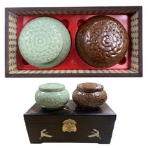 (1+1) 100% 국내산 밤꿀 + 아카시아 꿀 선물세트 (고급 도자기 보자기 목함 포함), 500g x 2개