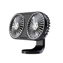 차박히터 차량용히터 car dual head fan 360도 회전 에어컨 환기 장치 전면 후면 미니 공기 냉각기 10w usb rechargable, 검은색