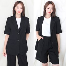 더웨이나인 바람솔솔 린넨 오버핏 여름 자켓 블랙 일자 루즈핏 검정색 캐주얼 데일리 반팔 재킷