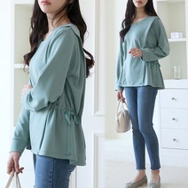 [여시몰6012국내제작]양라인 끈스트링 티블라우스/셔링 핀턱 봄 여성 간절기 하프 티셔츠 롱티 오피스룩 청바지 통바지 스커트 레깅스 코디