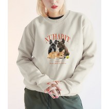 뉴해빗 PLAY PUPPY (SSMNH-1156) 프리미엄 기모 맨투맨 티셔츠