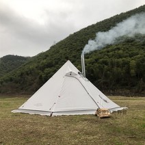 Mountain cattle 티피 텐트 백패킹 거실형 화목난로 동계 불멍 쉘터 텐트 3.2M, 회백색