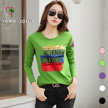 요모조모 YS504 여성 라운드넥 프린트 스팡클 컬러드 봄 가을 긴팔 티셔츠