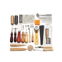 가죽 공예 공방 만들기 전문 공구 키트 손바느질 스티칭 펀칭 조각 안장 그루버 세트 액세서리 DIY 37 개 140848, 37pcs
