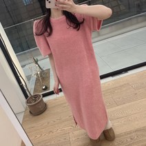 에스더 봄신상 퍼프 반팔 니트 롱원피스