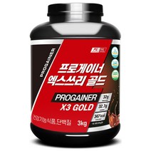 프로게이너 X3골드 3KG 단백질 탄수화물 1:1비율 벌크업 단백질보충제 프로틴쉐이크 안전성 기능성 인정 식약처 건강기능식품, 그레인초코맛, 1개
