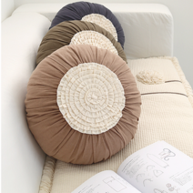 솔리드 호박쿠션(솜포함) 쇼파원형쿠션 그린 베이지 네이비