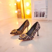 골드 버클장식 레오파드 하이힐 펌프스 FJ-vn-7173