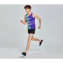 마라톤싱글렛 육상복 슈트 마라톤 달리기 남녀 스포츠 학생 트레이닝 복 조끼 경기복, 더 큰 크기, 29, 2206 남성 KJW 퍼플