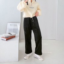 오브치치 루즈핏 벨로아 골덴 융털 기모 겨울 일자 와이드핏 팬츠 편안한 일자바지