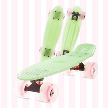 전동서핑보드 롱보드샵 어린이 스케이트 보드 57x15x13cm 피쉬 미니 크루저 싱글 락 스쿠터 롱보드 레트로 페니보드 어린이용, [08] Green Flash Wheel