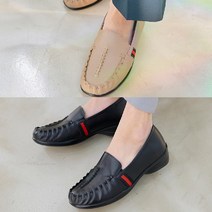 벨루치슈즈 여성 천연소가죽 유니크 스티치 4cm 통굽 단화 로퍼 컴포트화 효도화