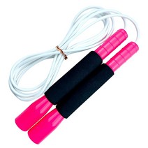 제이에프로프 스펀지 스피드 줄넘기 19.7cm 줄 길이 3m, 핑크색+흰색