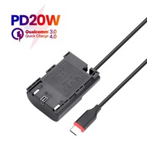 유형 USB C TO LP-E6N 더미 배터리 캐논 EOS Ra R6 R5 R 90D 80D 70D 60D XC10 카메라 충전기 용 DC 전원 A, 한개옵션0