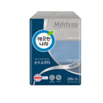 깨끗한나라 소프티 천연펄프 각티슈 2겹, 200매, 15개