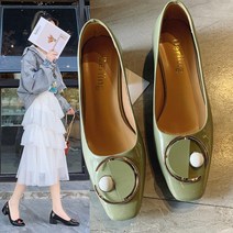 클래식 사각 청키힐 구두 미인 써클링 로퍼 by the shoes on