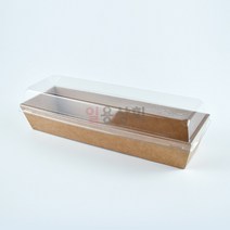 ilyong 종이용기 DRP 27호 직사각 500개 크라프트 샌드위치용기 종이트레이, 용기+뚜껑 세트