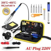 Electric Soldering Iron 60W Adjustable Temperature Tips Rework Station 220V/110V Tools, 05 806 set(AU 220V)