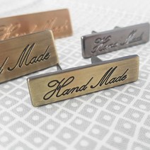 퀼팅맘 가방장식 핸드메이드 금속라벨 (10종), 앤틱 [고급도금] L 사이즈 (45mm×15mm)