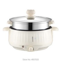 220v 다기능 전기 밥솥 가열 팬 스튜 요리 냄비 냄비 국수 계란 수프 찜기 밥솥 기숙사 홈, 28cm, 증기선으로, 씨엔