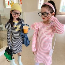 스트라이프 퍼프 원피스