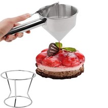 제과 깔때기 팬케이크 타터 디스펜서 스탠드 랙 포함 - 1000 ML 스테인리스 스틸 컵케이크 깔때기 - 팬케이크 메이커 홈 키친 - 4 컵 DIY 베이킹 도구 - (10